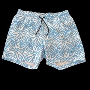H&M Mens XL Mesh Lined Swim Trunks Shorts Blue White Swimwear Summer Pool